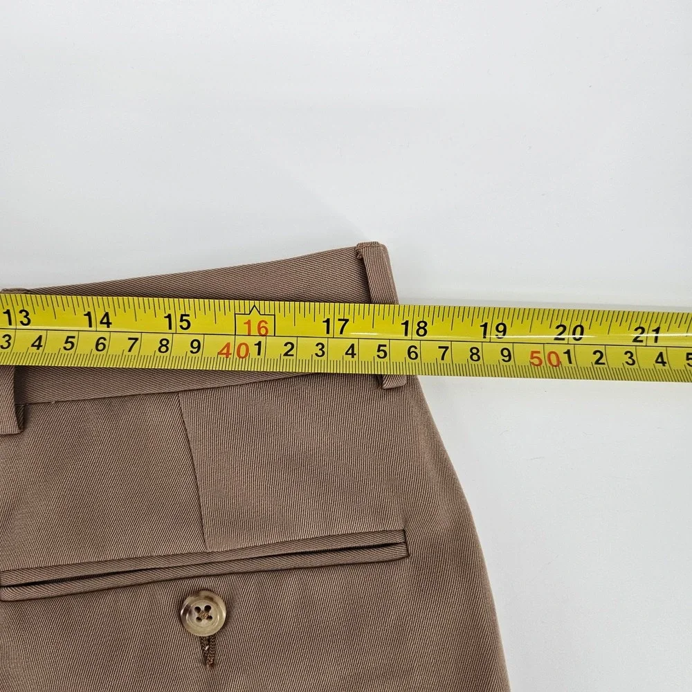 VTG Polo Ralph Lauren Dress Pants Mens 36 Tan Wool Double Pleated Italy Cuffed